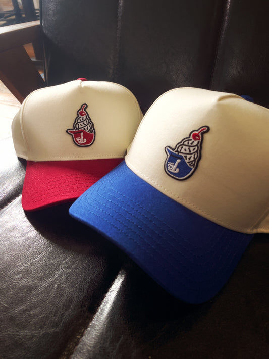 PHILLIES EMBROIDERED ICE CREAM HELMET TRUCKER HAT - Natural / Red