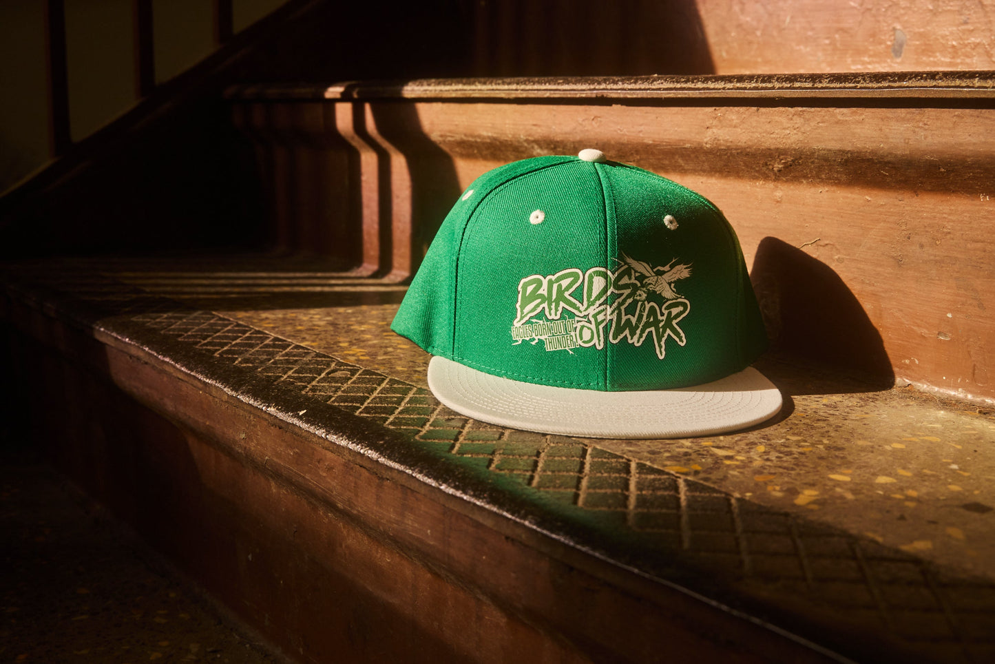 Kelly Green and white Philadelphia Eagles Snapback Hart - Birds of War - Its Always Sunny Design. Eagles born out of thunder, Go Birds