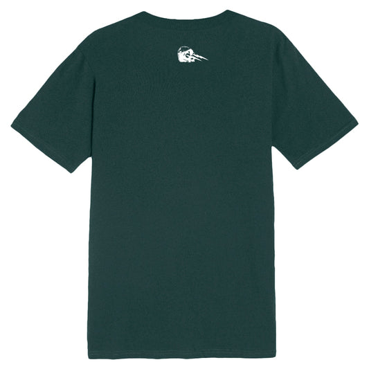 Philadelphia Eagles Dark Green Philthy Birds Tee with white eagle and skull logo on front. No one likes us we dont care text