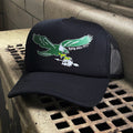 PHILADELPHIA EAGLES - Black Trucker Hat - Classic Logo with Skull and Arrow - Flying Since 1933