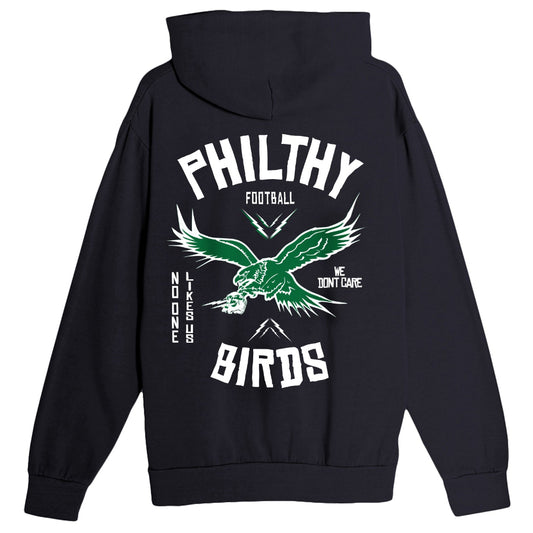 Philadelphia Eagles hoody with kelly green and white eagles logo on the back with Philthy Football