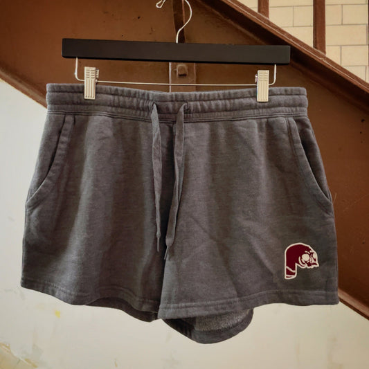 Philadelphia Phillies womens shorts with maroon old school Phillies logo skull design. Philly Fightins